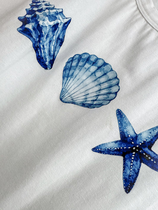 Seaside Shells White Baby Tee