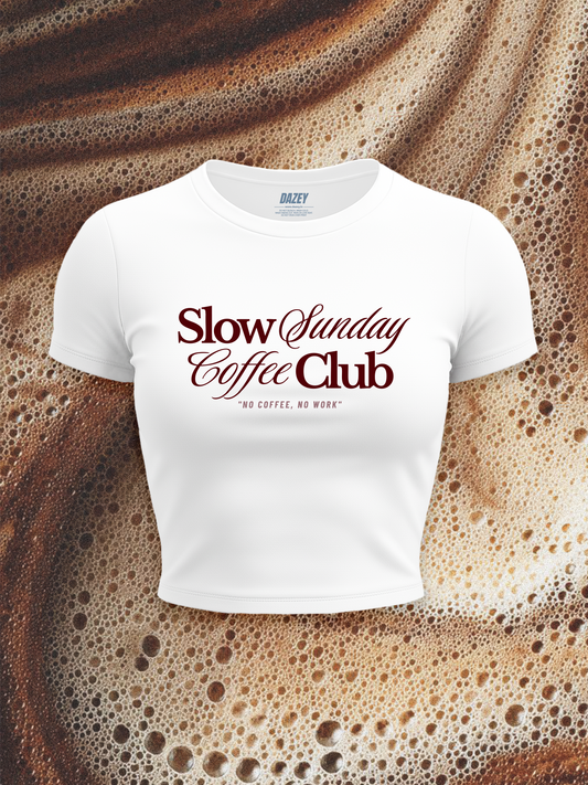 Slow Sunday Coffee Club White Baby Tee