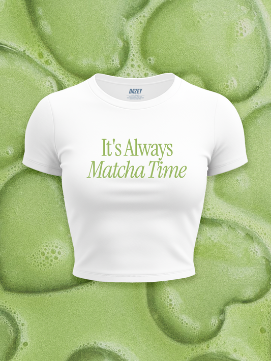 Matcha Time White Baby Tee