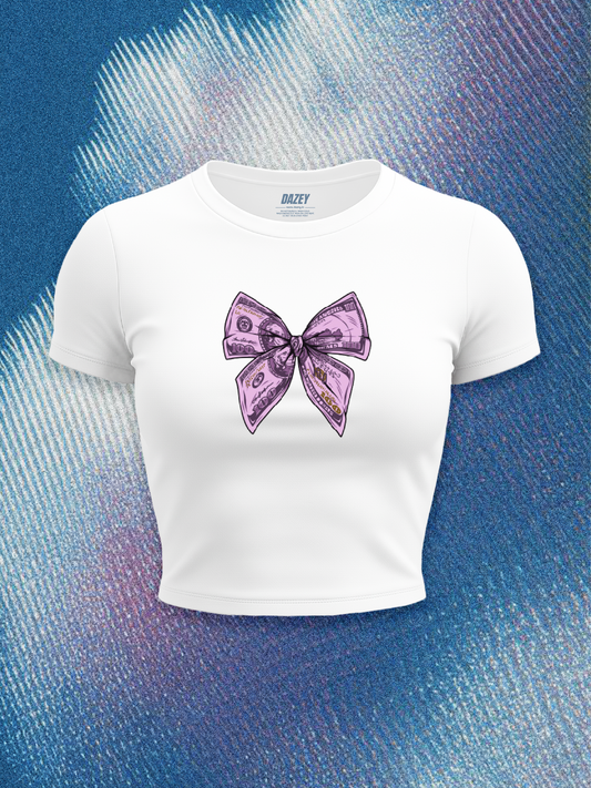 Money Bow White Baby Tee