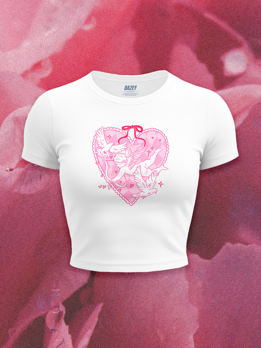 Cupid White Baby Tee