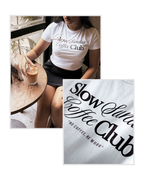 Slow Sunday Coffee Club White Baby Tee