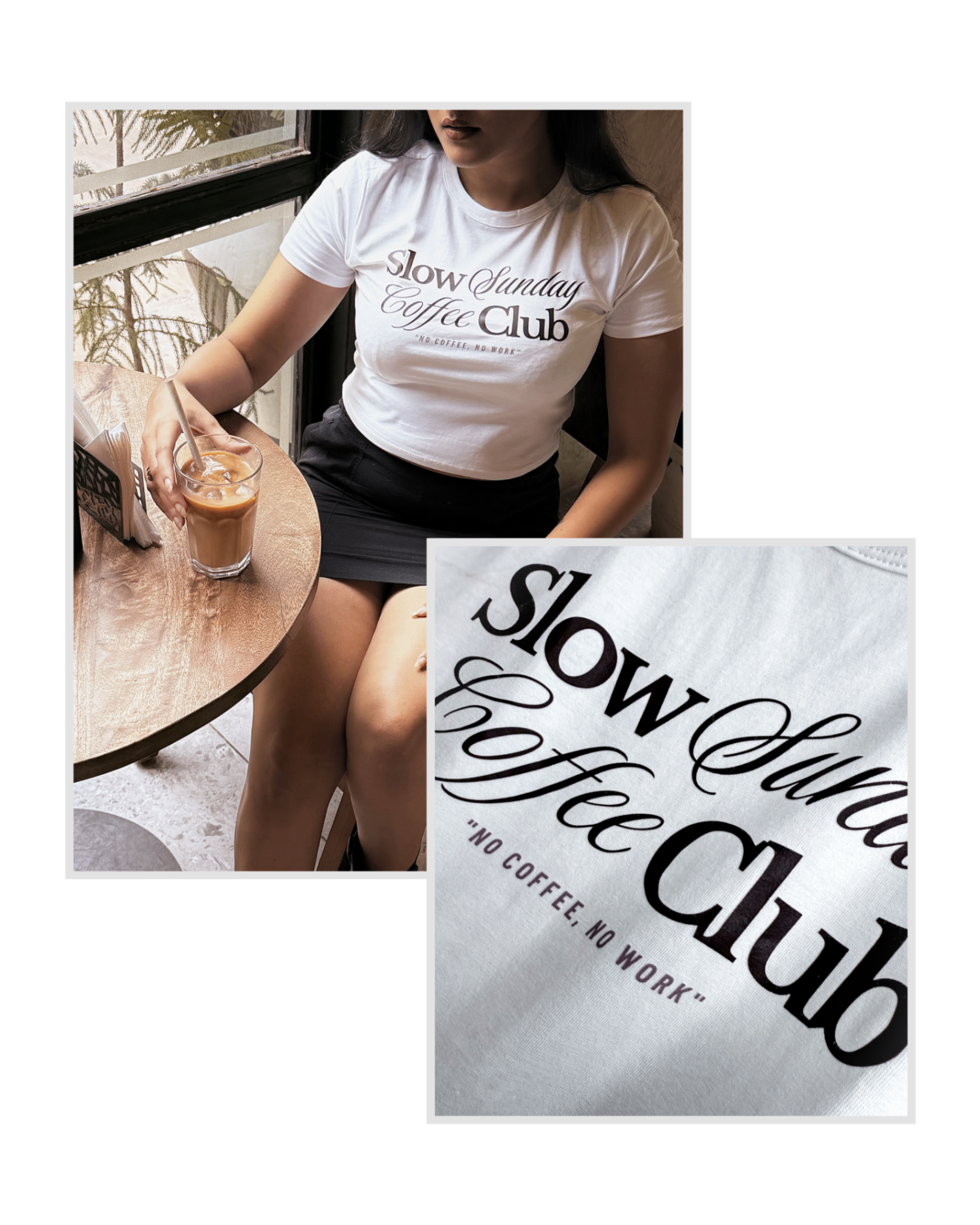 Slow Sunday Coffee Club White Baby Tee