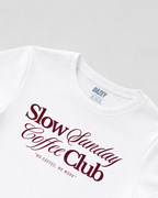 Slow Sunday Coffee Club White Baby Tee