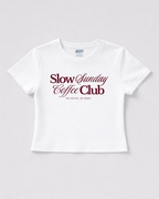 Slow Sunday Coffee Club White Baby Tee