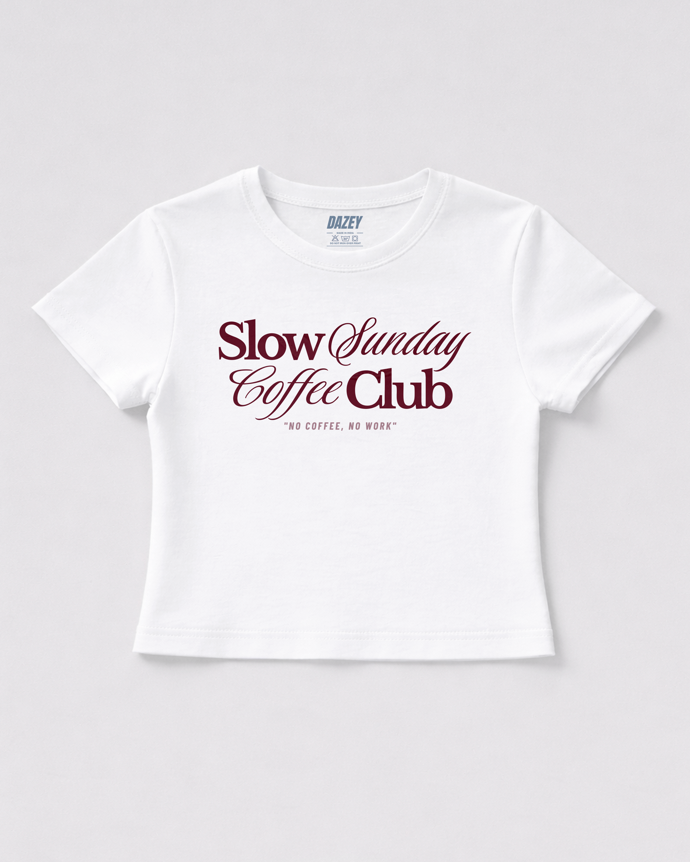 Slow Sunday Coffee Club White Baby Tee