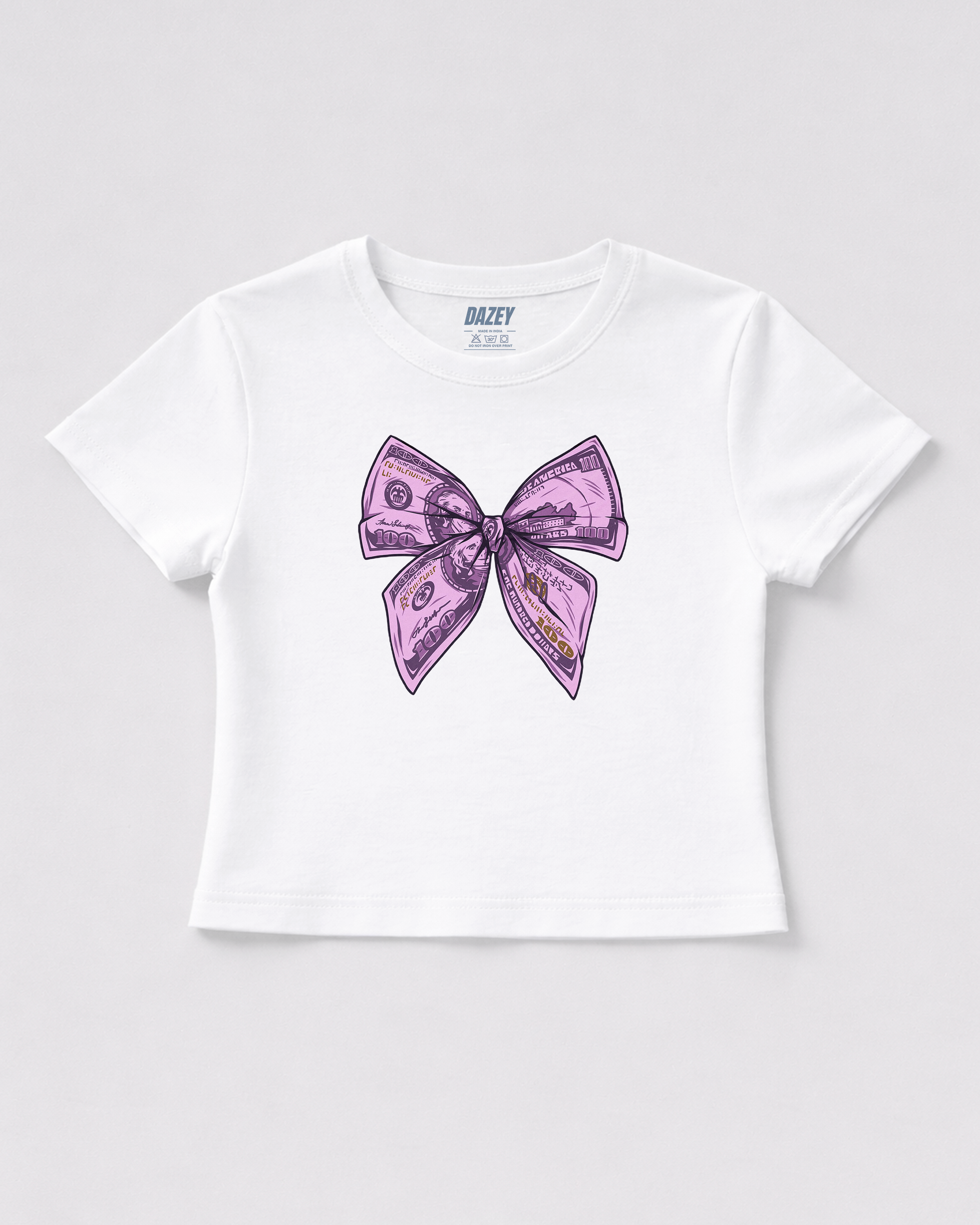 Money Bow White Baby Tee