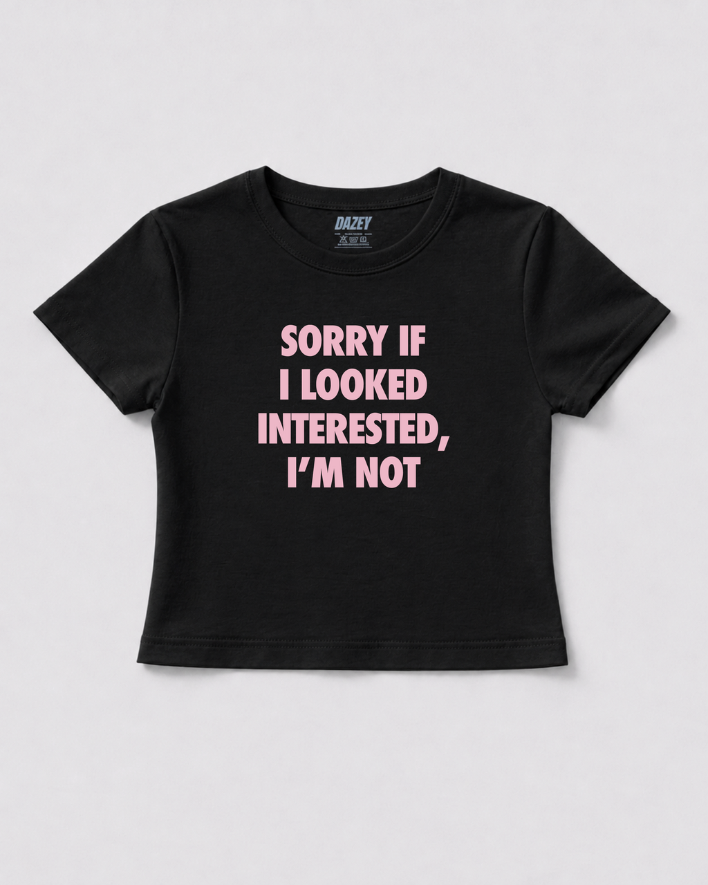 Not Interested Black Baby Tee