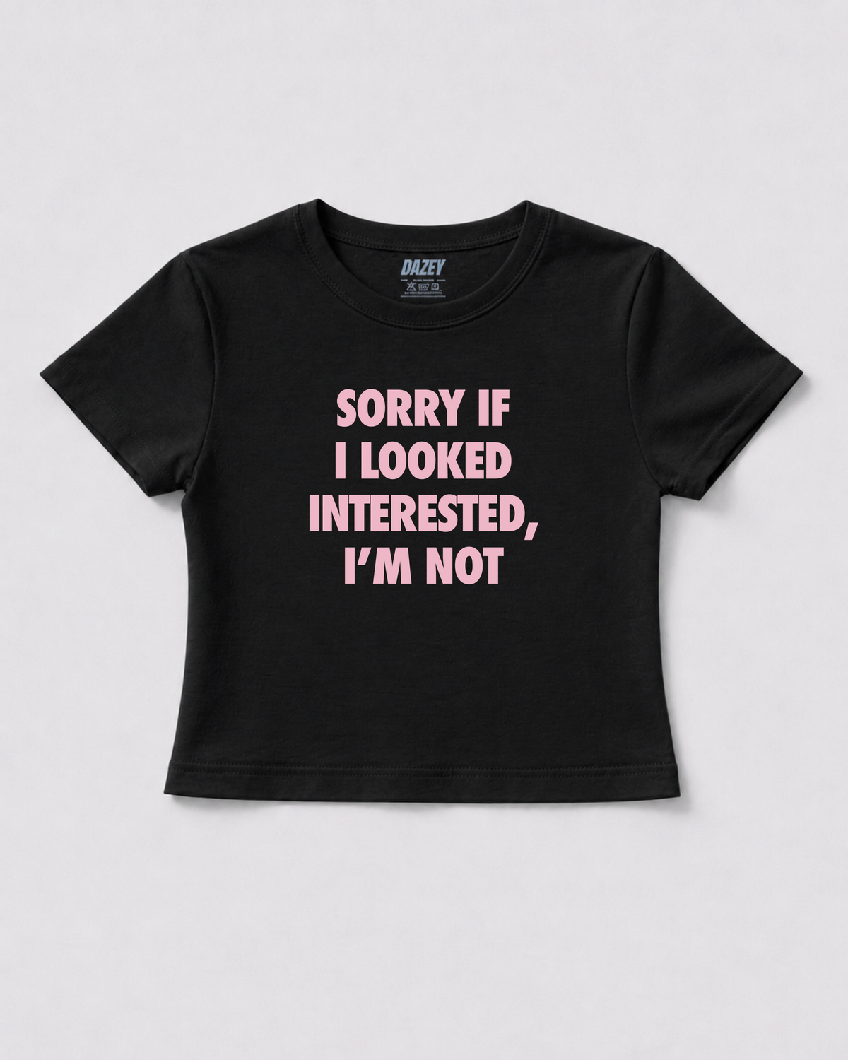 Not Interested Black Baby Tee