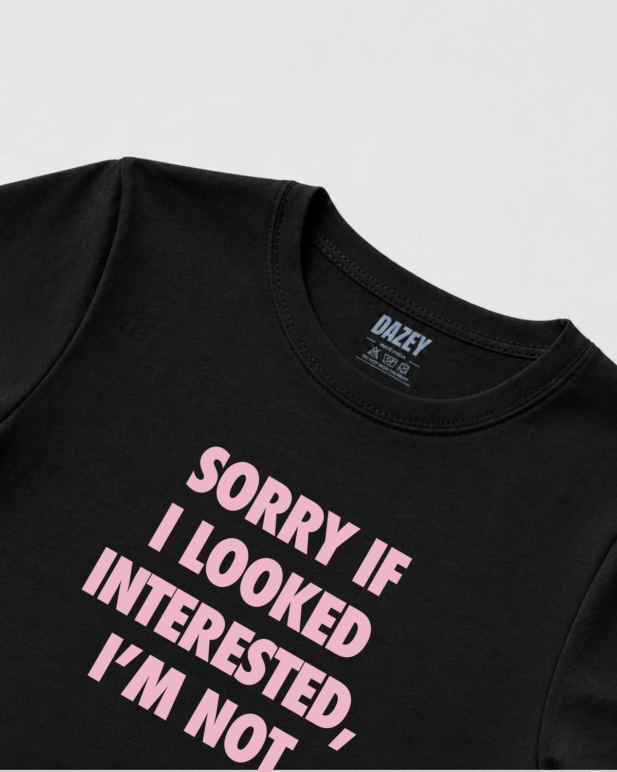 Not Interested Black Baby Tee