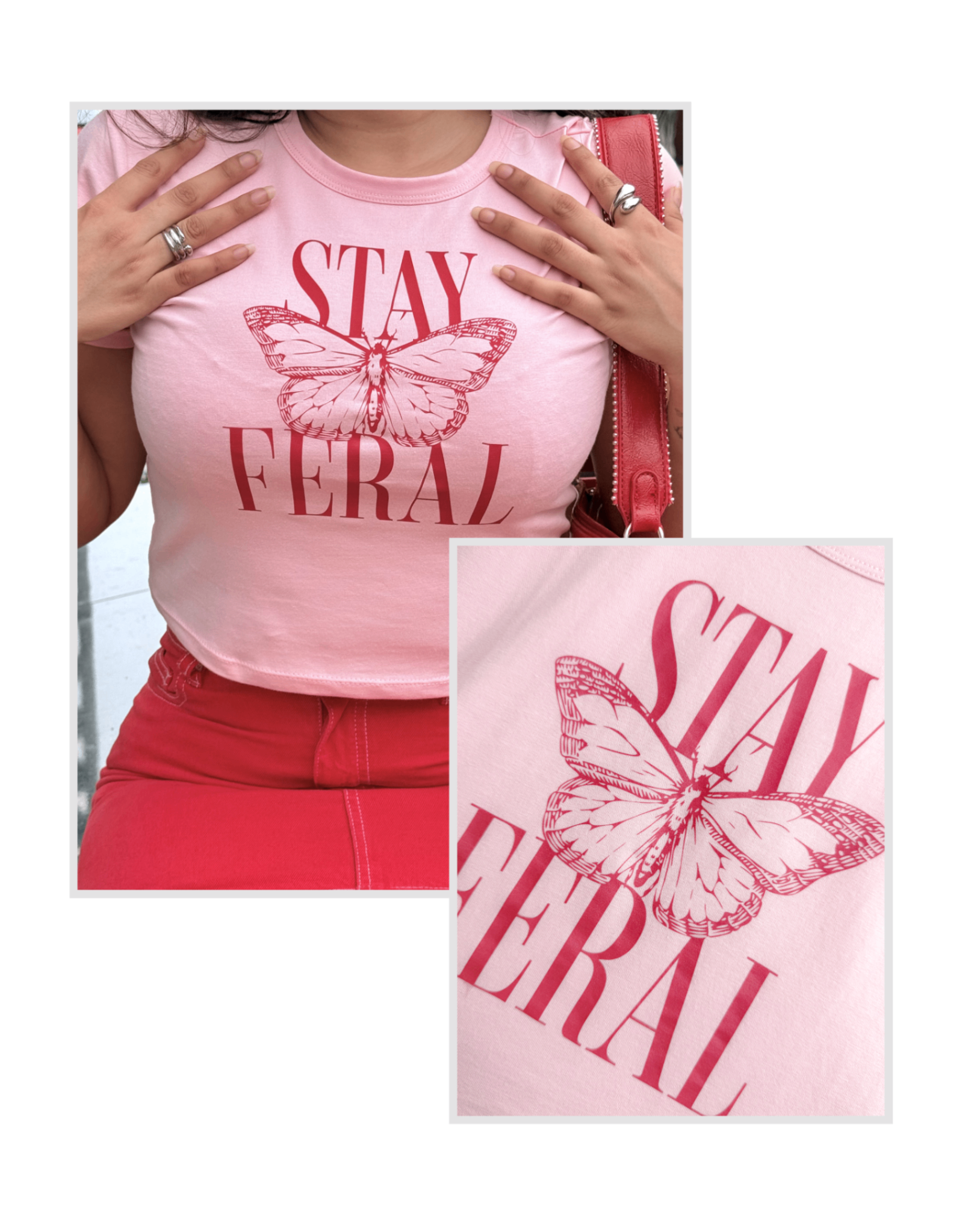 Stay Feral Pink Baby Tee